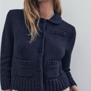 Zara Women's Navy and Blue Cardigan